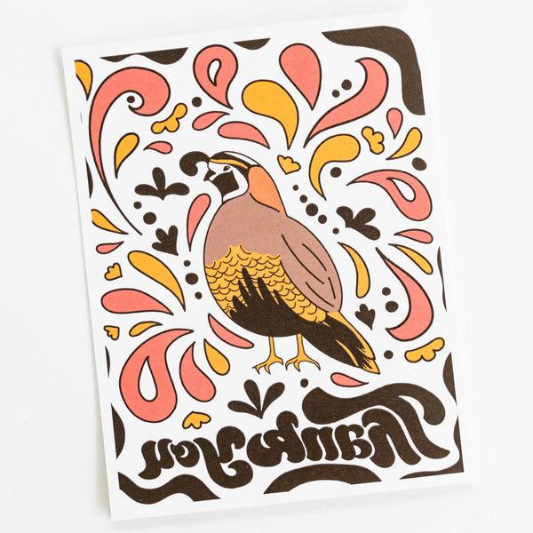 Quail of California Thank You Note Card